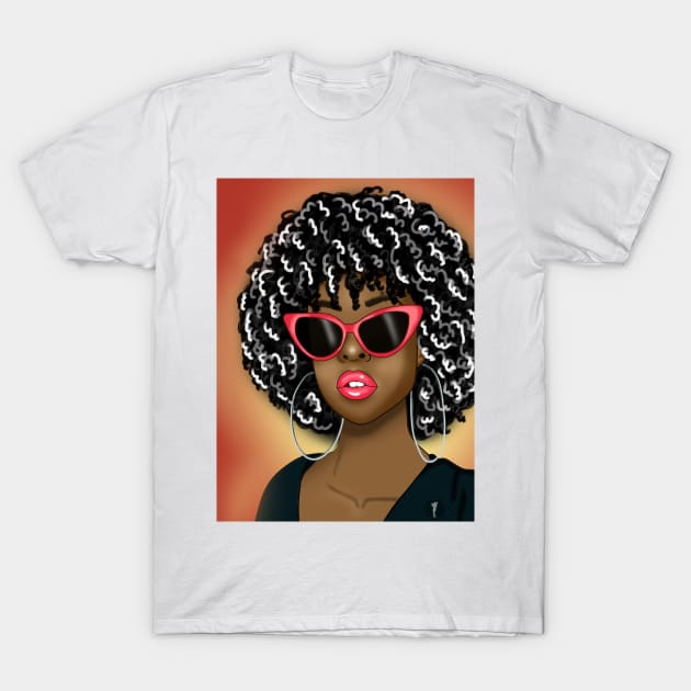 cute black girl magic digital art drawing T-Shirt by Spinkly Creations 